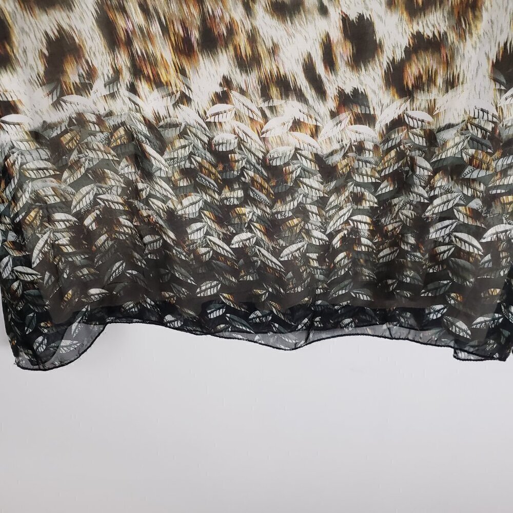 Le Marais Silk Peasant Blouse Animal Print Sheer Long Sleeve Womens Size Small - Picture 5 of 11